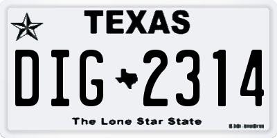 TX license plate DIG2314