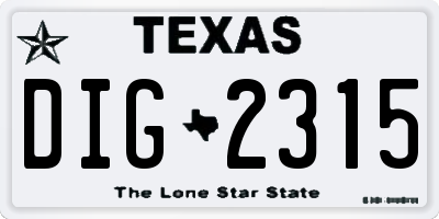 TX license plate DIG2315