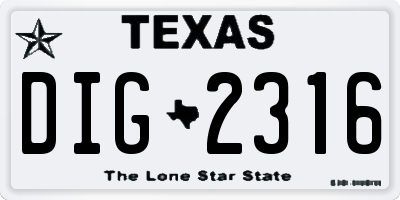 TX license plate DIG2316