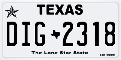 TX license plate DIG2318