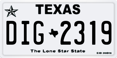 TX license plate DIG2319