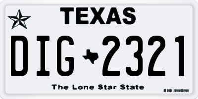 TX license plate DIG2321
