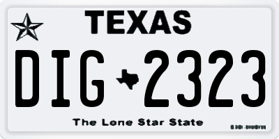 TX license plate DIG2323