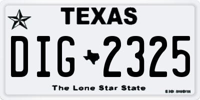 TX license plate DIG2325