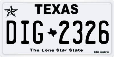 TX license plate DIG2326