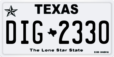 TX license plate DIG2330
