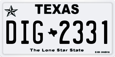 TX license plate DIG2331