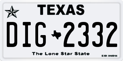 TX license plate DIG2332