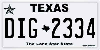 TX license plate DIG2334