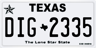 TX license plate DIG2335