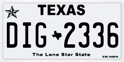 TX license plate DIG2336