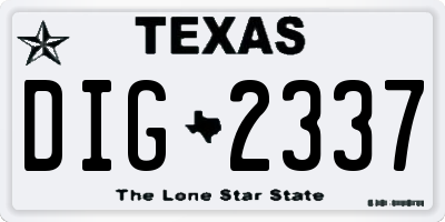 TX license plate DIG2337