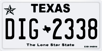 TX license plate DIG2338