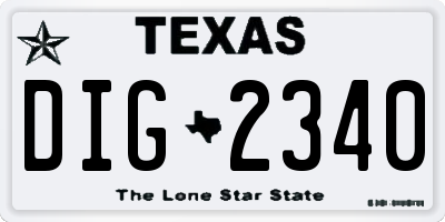 TX license plate DIG2340
