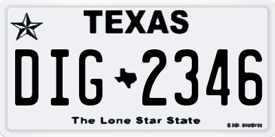 TX license plate DIG2346