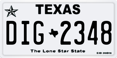 TX license plate DIG2348