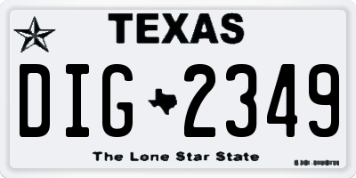 TX license plate DIG2349
