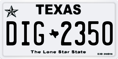 TX license plate DIG2350