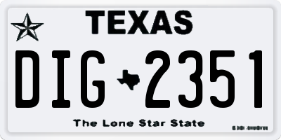 TX license plate DIG2351