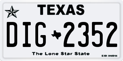 TX license plate DIG2352