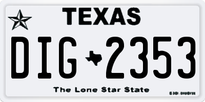 TX license plate DIG2353