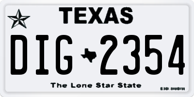 TX license plate DIG2354