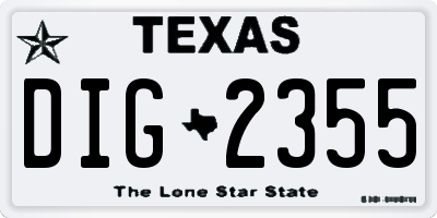 TX license plate DIG2355