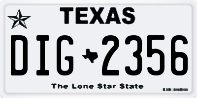 TX license plate DIG2356