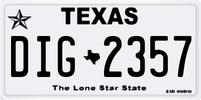 TX license plate DIG2357
