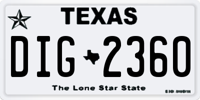 TX license plate DIG2360