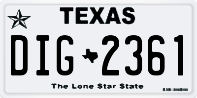 TX license plate DIG2361