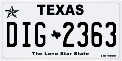 TX license plate DIG2363