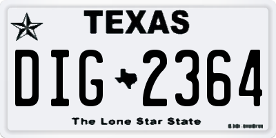 TX license plate DIG2364
