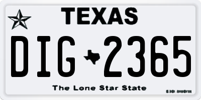 TX license plate DIG2365