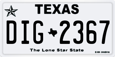 TX license plate DIG2367