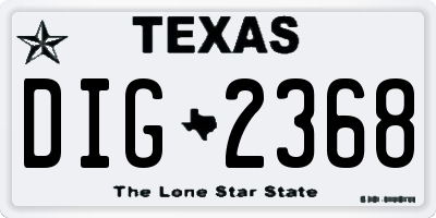 TX license plate DIG2368