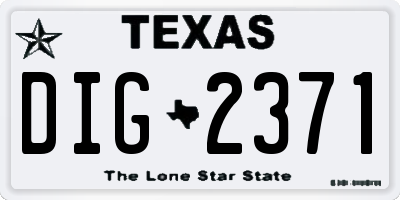 TX license plate DIG2371