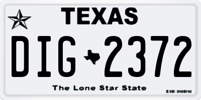 TX license plate DIG2372