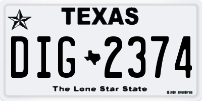 TX license plate DIG2374