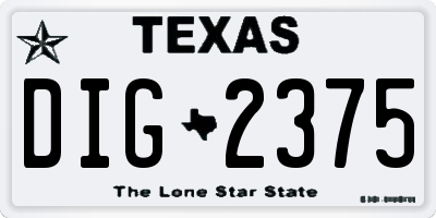 TX license plate DIG2375