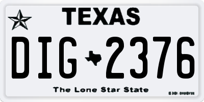 TX license plate DIG2376