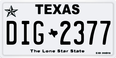 TX license plate DIG2377