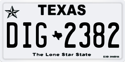 TX license plate DIG2382