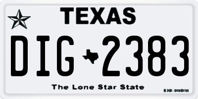 TX license plate DIG2383