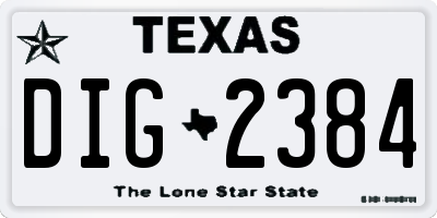 TX license plate DIG2384
