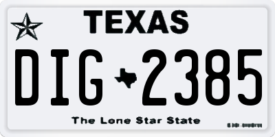 TX license plate DIG2385