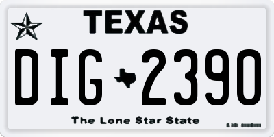TX license plate DIG2390