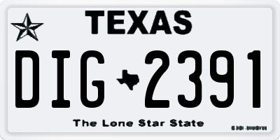 TX license plate DIG2391