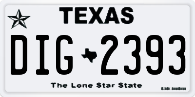 TX license plate DIG2393