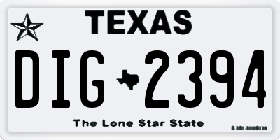 TX license plate DIG2394